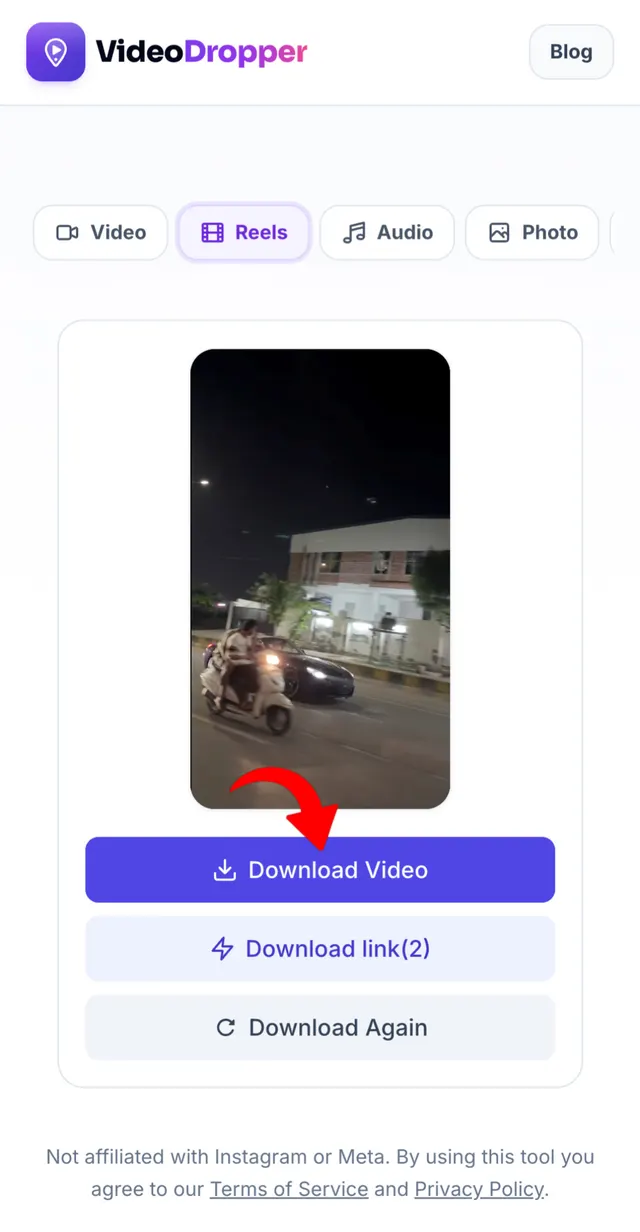 Step 3: Download Instagram Reel in original quality